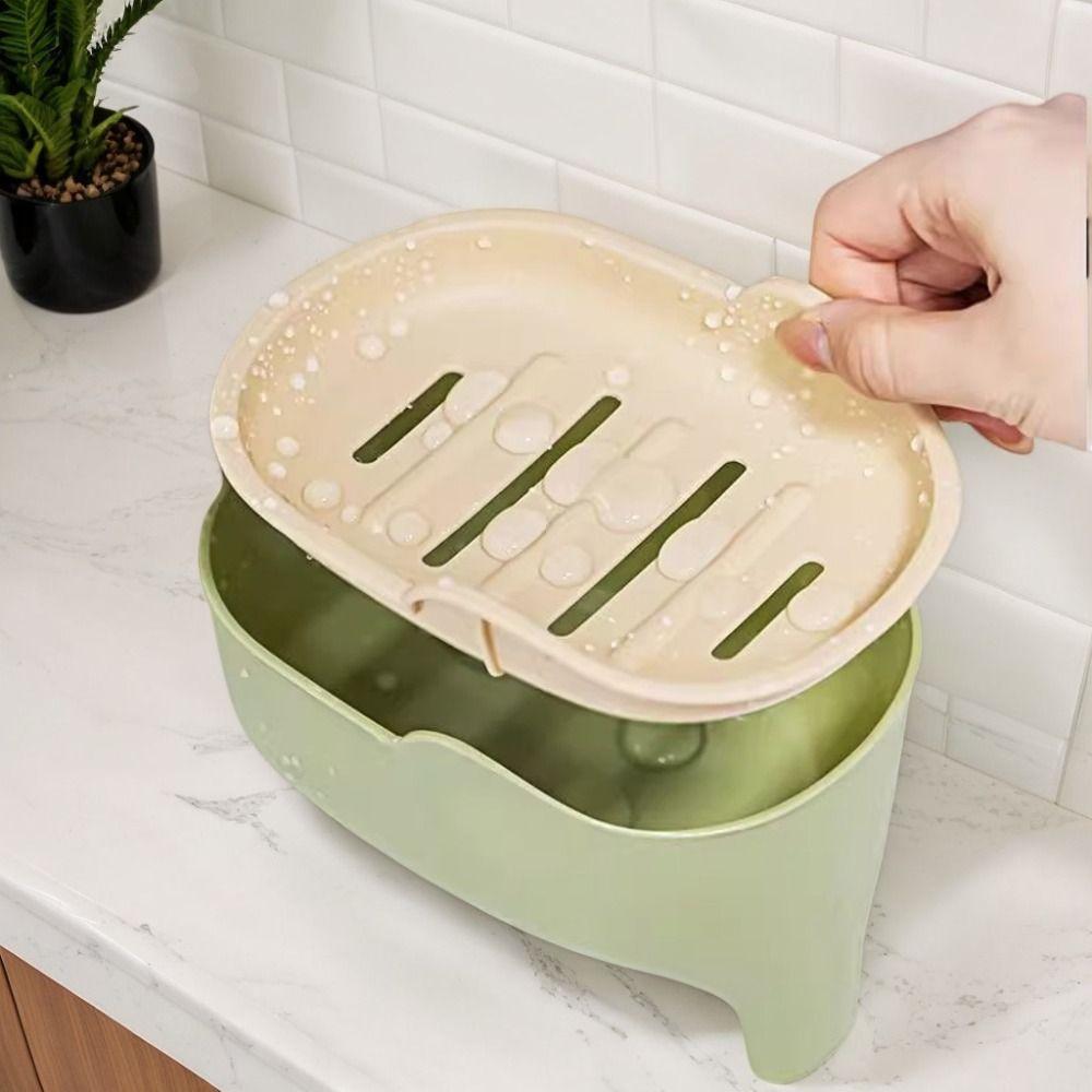 Creative Double Layer Soap Box Waterproof Cute Elephant Drain Soap Dish Self Draining Anti-slip Soap Holder Home Decorative