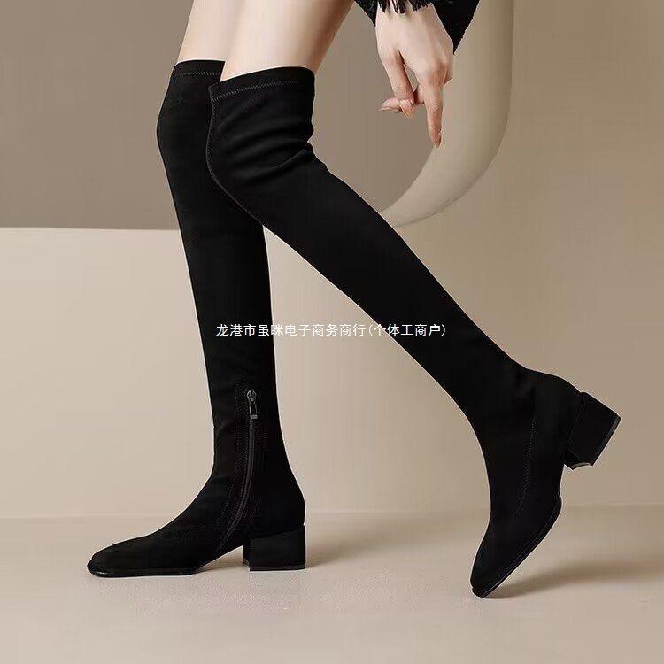 Long Boots Women's Knee Boots 2025 Spring and Autumn New Versatile Internet Celebrity Thin Boots Thick Medium Heel Elastic High Boots