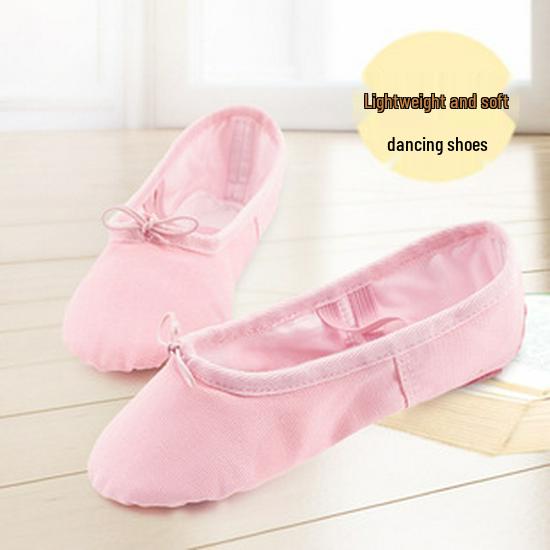 Ballett-dansesko i lerret for barn og kvinner - Myk såle, ensfarget, egnet for yoga og trening