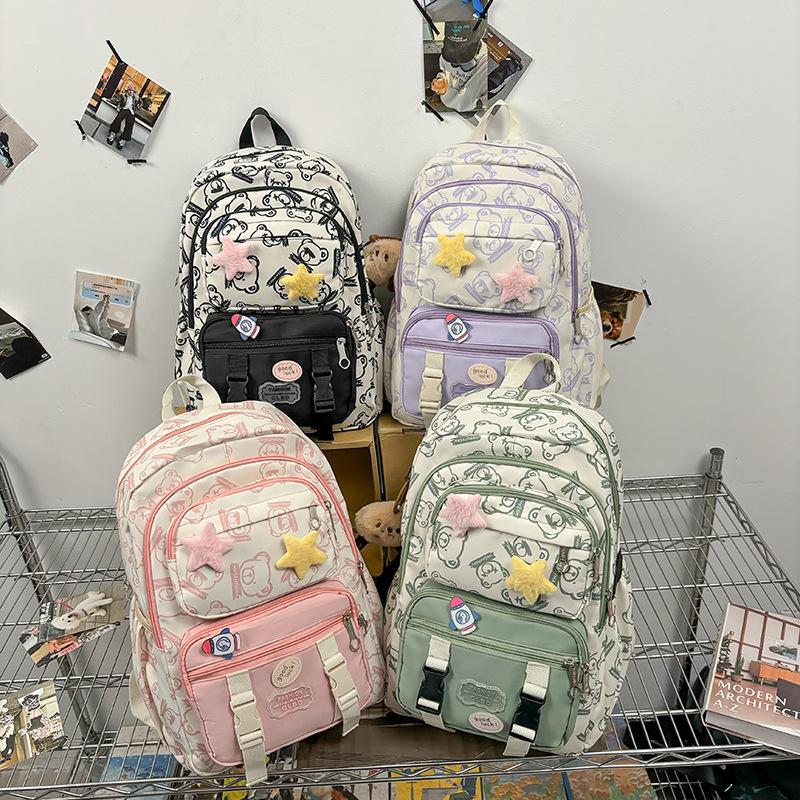 Fresh and Lightweight Large Capacity Contrasting Student Schoolbag New Korean Style College Style Backpack