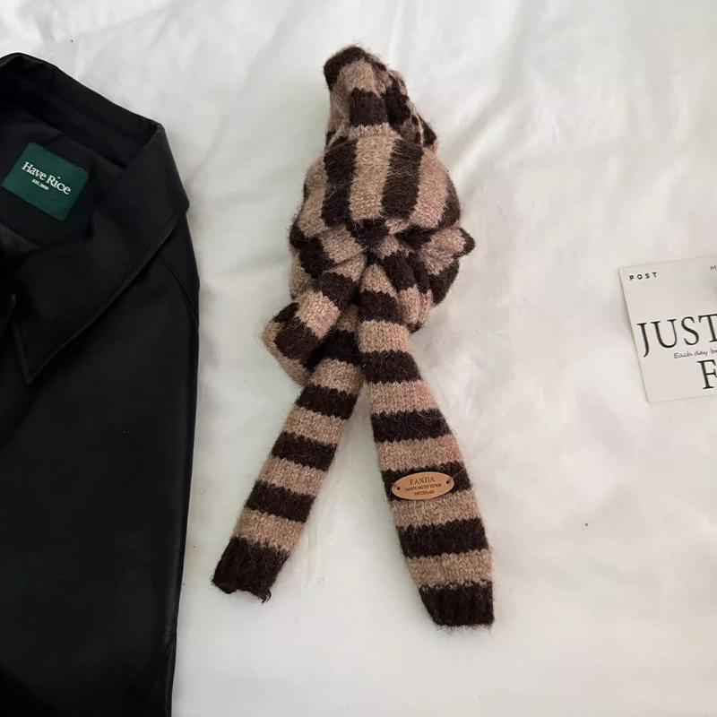 Jesienny i Zimowy Styl Pasiasty Wysokiej Klasy Wszechstronny Ciepły Szalik Koreański Styl Atmosfera Ochrona Szyi Wąski Szalik
