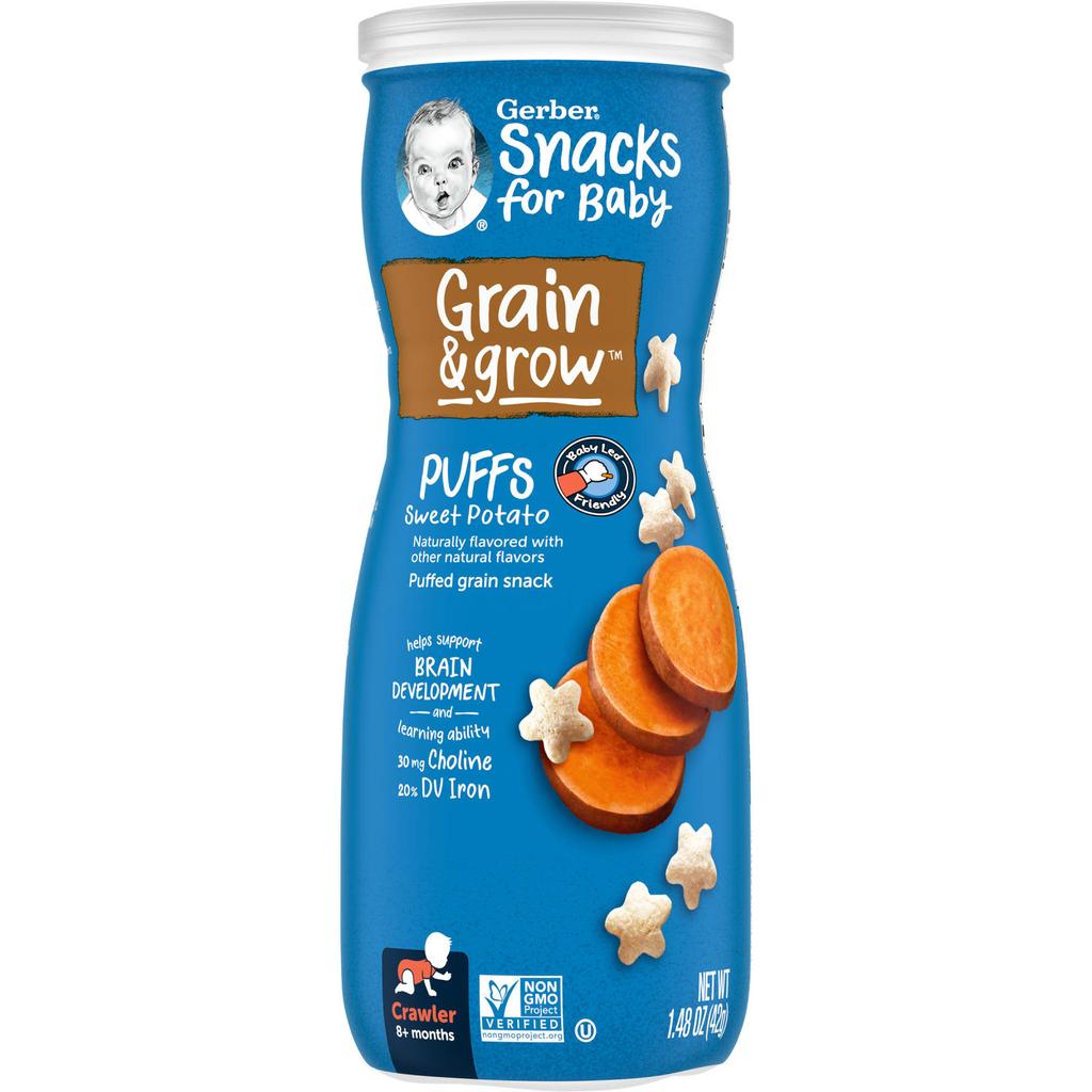 Gerber Puffed Cereal Snacks, 8+ Months, Sweet Potato, 1.48 Oz (42 G)