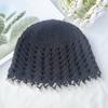 Knitting Hat Bohemian Style Hollow Design Women Hat with Faux Pearls Pendant Lightweight Elastic Hat Headwear