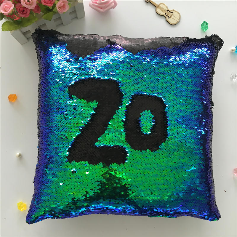 Kussensloop Decoratieve Kussenhoes Zeemeermin Pailletten Kleurrijk Vierkant Effen Gebreid Verborgen Rits Kussen Huis Auto Bank 40*40Cm