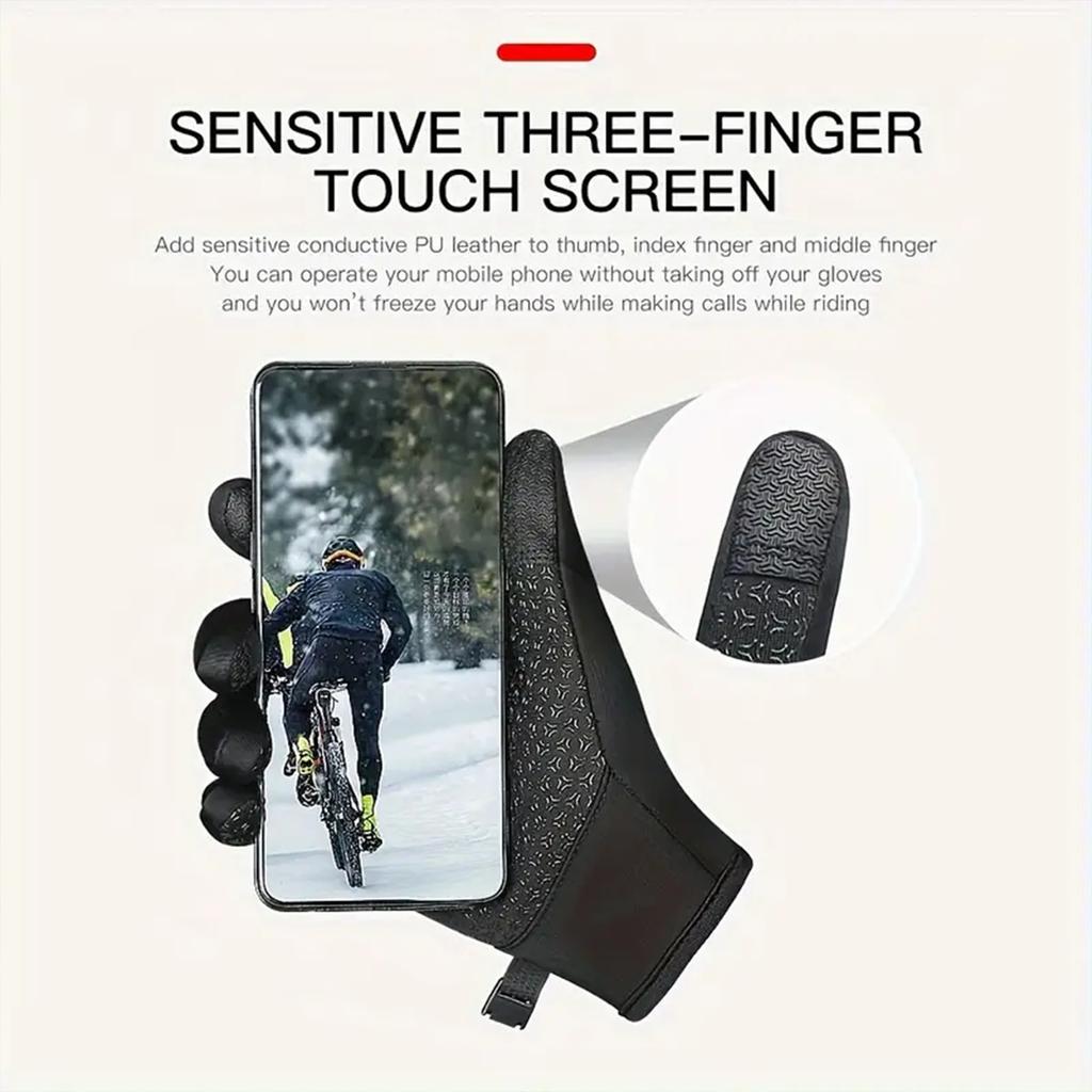 Winter Gloves For Men Women Waterproof Windproof Snowboard Motorcycle Riding Driving Warm Touchscreen Zipper Glove