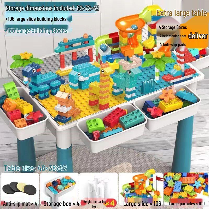 Multifunctional Large Particle Building Block Table for Kids: Educational Toy for Boys, Girls, and Babies
