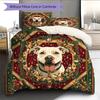 Christmas Pitbull Pattern Bedding Home Decoration Birthday Gift (1 * duvet cover + 2 * pillowcase, without core)