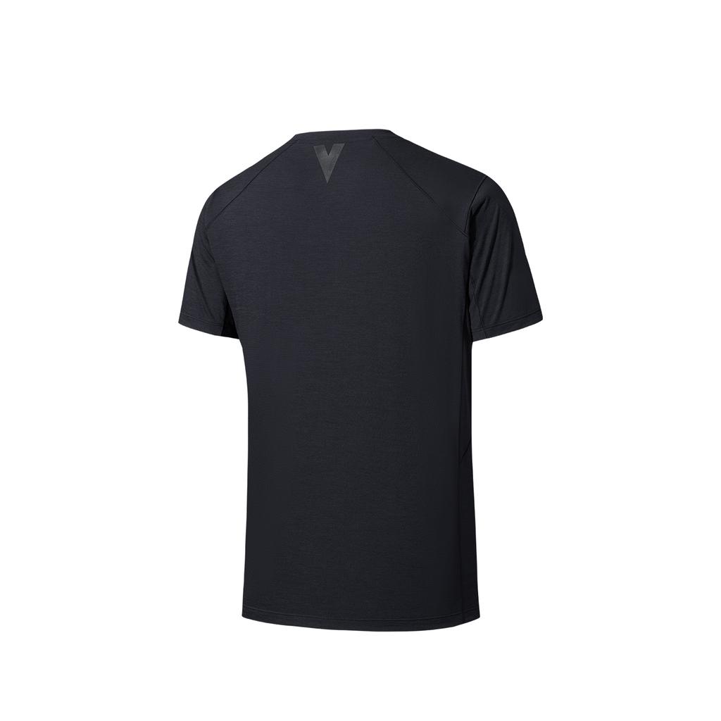 Anta Champion Mens Short Sleeve Knitted T-Shirt Summer Sports Tee Men Tops Basic-Black 152620107-4