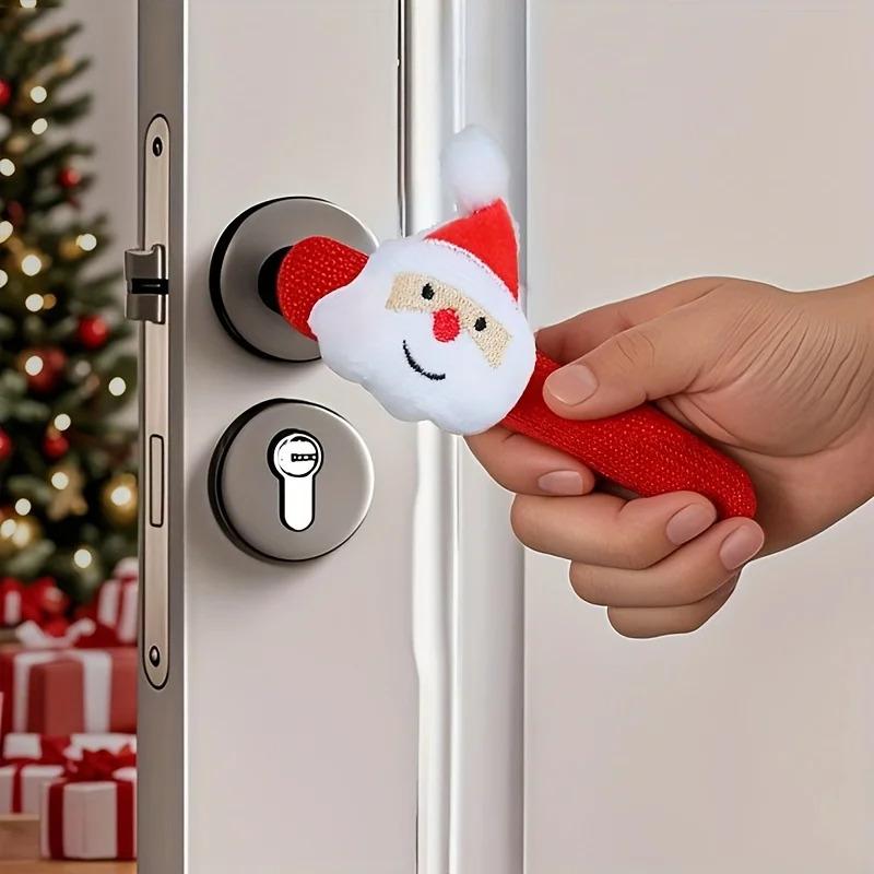 Christmas Holiday Decor Set - 1/4pcs Door Handle Gloves, Santa Claus Design, Home Christmas Tree Accessories