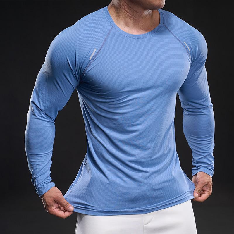 New Quick-drying Ice Silk Long-sleeved T-shirt Men's Casual Sports Fitness Outdoor T-shirt Top Men