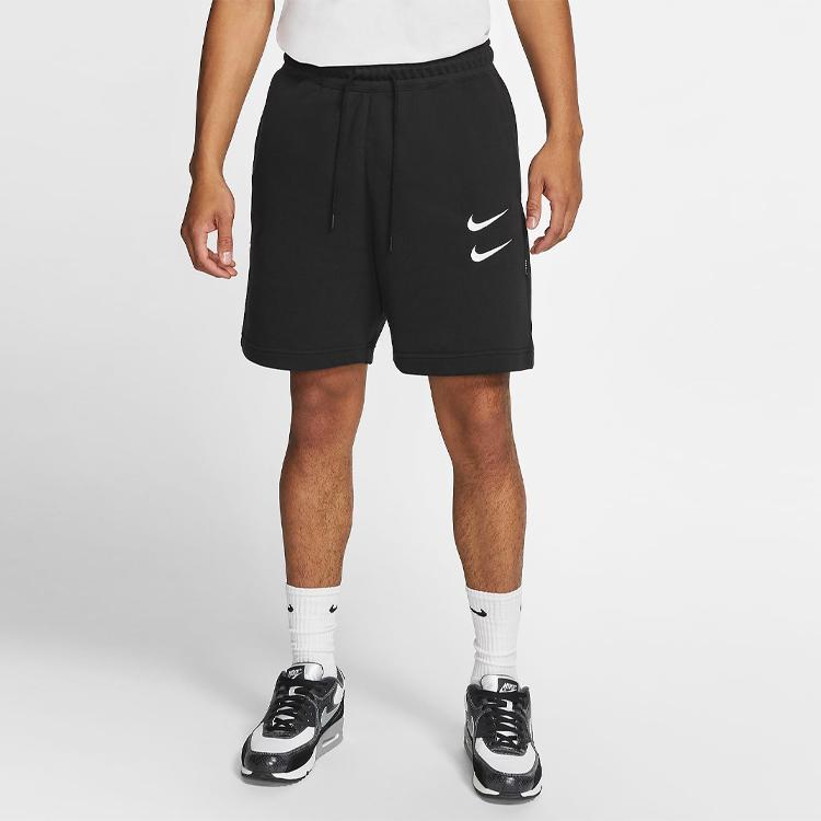 Nike Sportswear NSW Swoosh French Terry Elastic Waist Drawcord Casual Shorts Men Black CJ4882-010