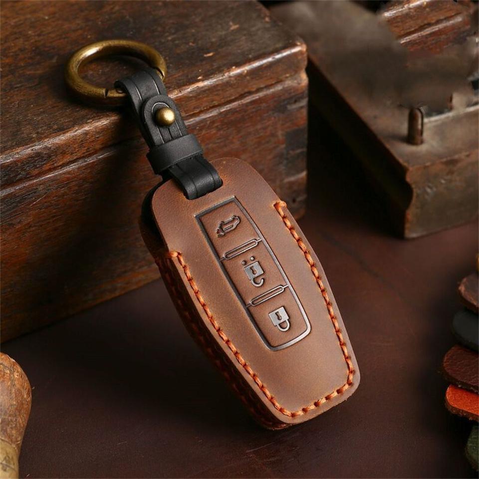 2/3/4 Bottons Leather Car Smart Key Remote Case Fob Shell Keychian For Mitsubishi Outlander Car Key Cover Accessories