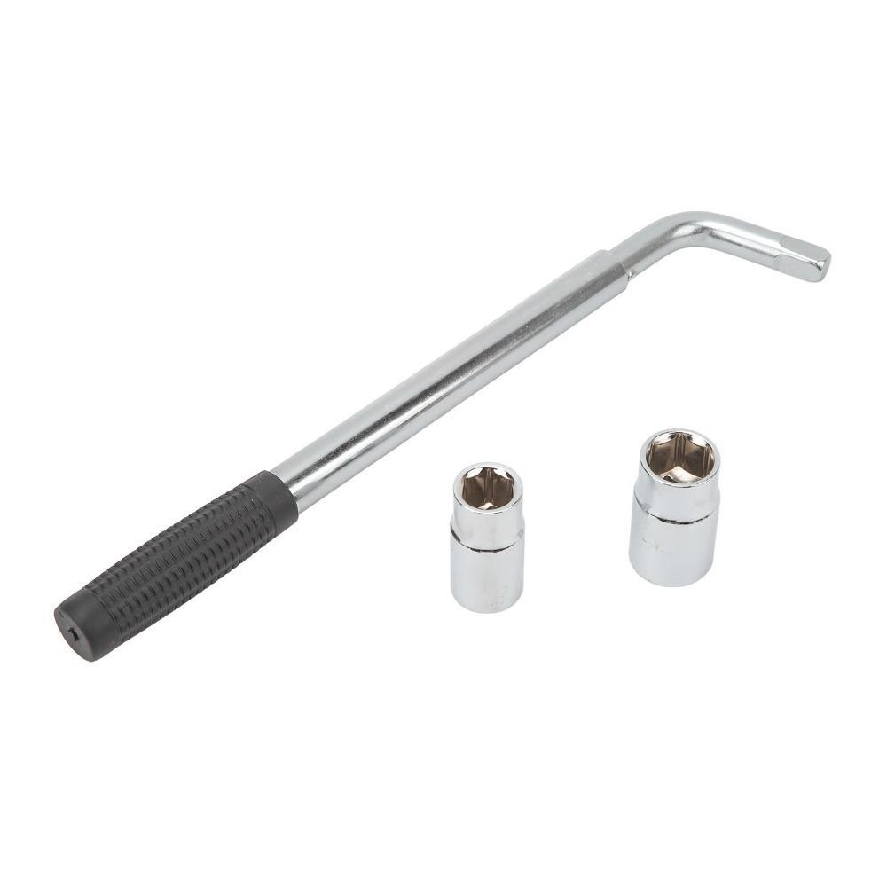 Telescoping L Type Wheel Wrench 17/19mm and 21/22mm Sockets Tire Iron Wrench Auto Repair