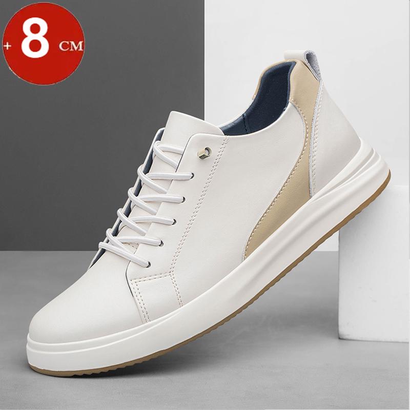 6cm 8cm Height Increasing Elevator Shoes Men Height Increase Shoes Genuine Leather Man Sneakers Taller Casual Board Shoes 2024