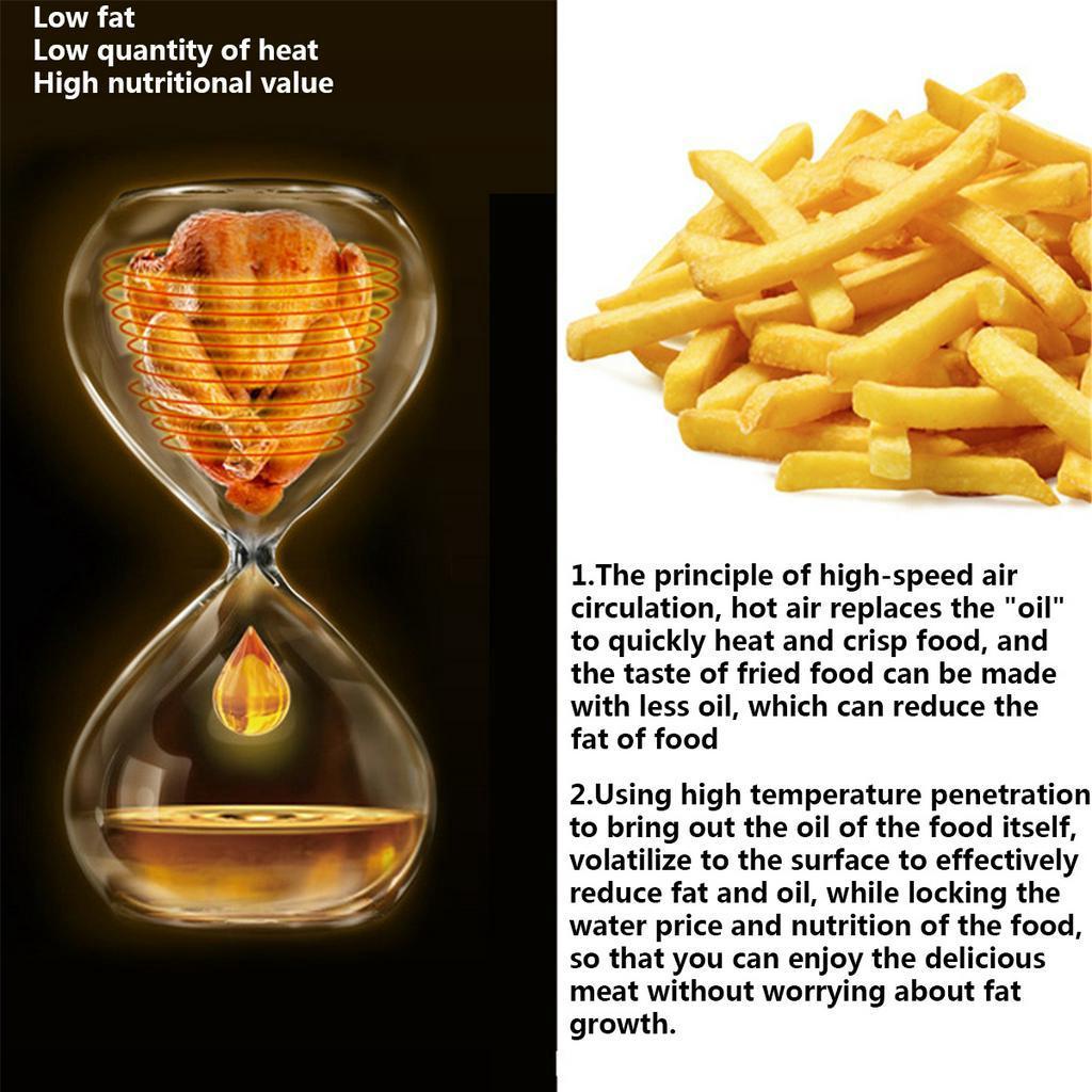 4.5L Air Fryer Oil Free Health Fryer Cooker 1200W Home Multifunction Smart Touch LCD Deep Airfryer Pizza Fryer for French Fries