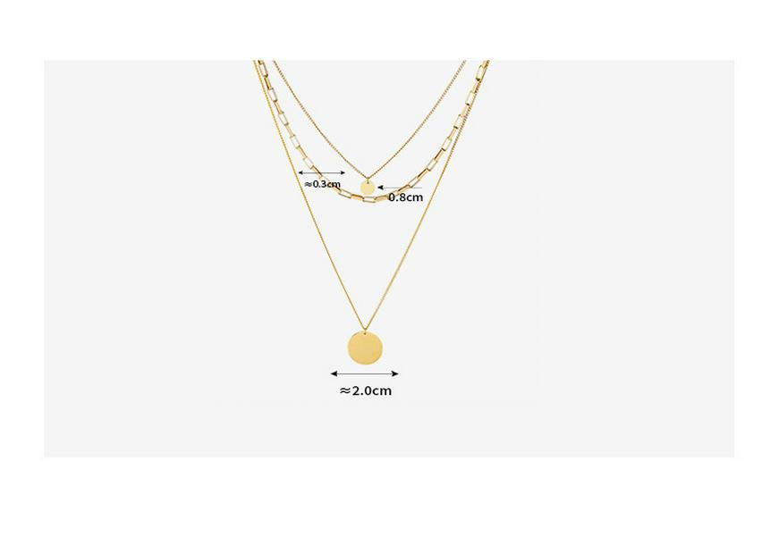 Minimalist Style Gold Titanium Three-Layer Stackable Pendant Necklace