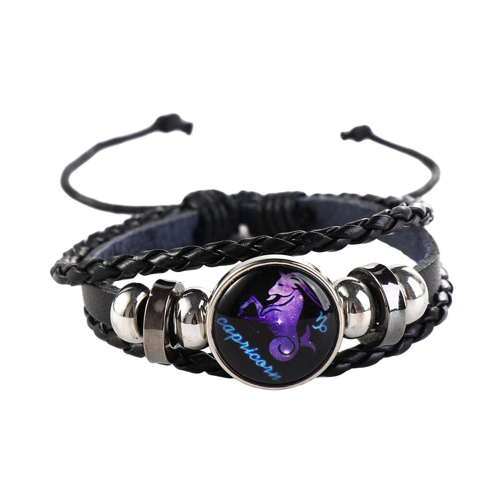Trendy Retro Sign Multilayer Bead 12 Zodiac Twelve Constellation Horoscope Jewelry Bracelet Couple Bracelet Fashion Accessories