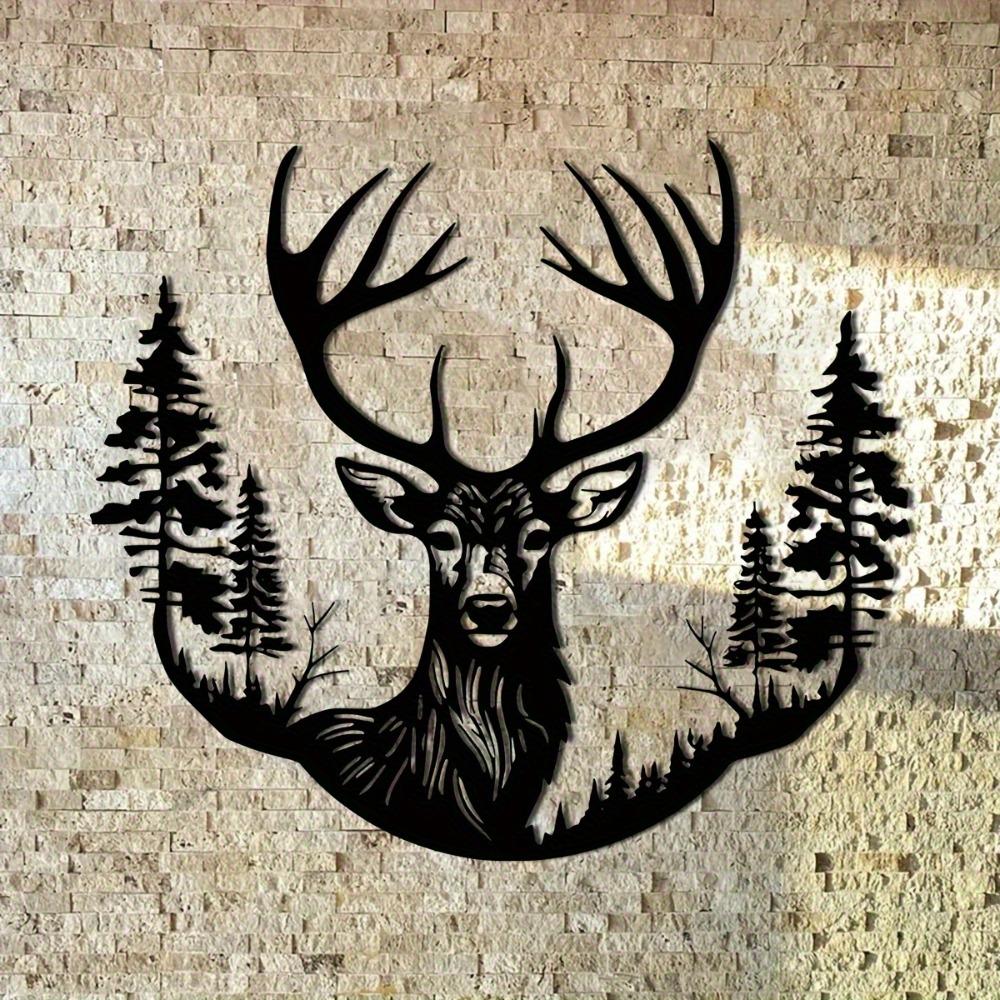 Metal Deer Antler Wall Art, Laser Cut Deer Head Silhouette, Home Decor Metal Cutout, Unique Rustic Ornament