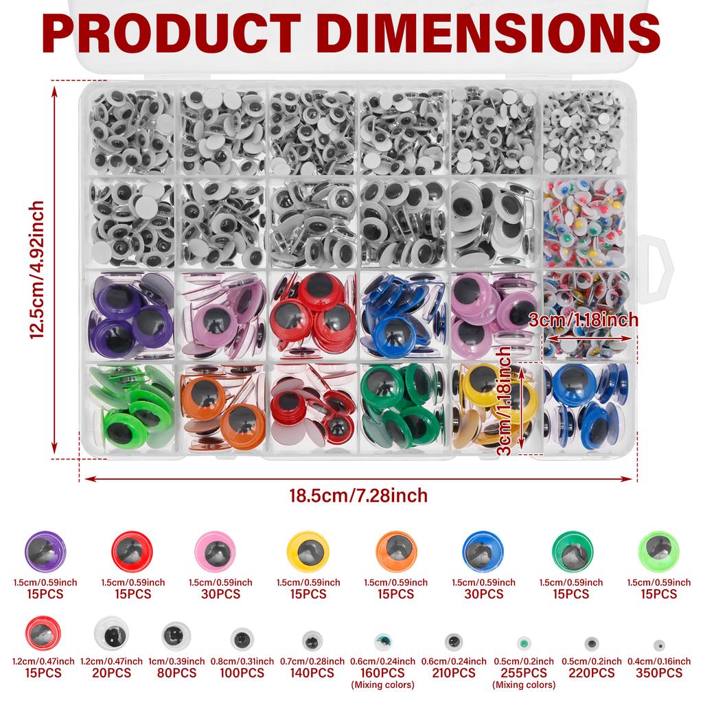 100-1700Pcs Self-Adhesive Googly Eyes Doll Eye Movable Simulation Cartoon Animal Eyeball DIY Kindergarten Children Craft Supplie