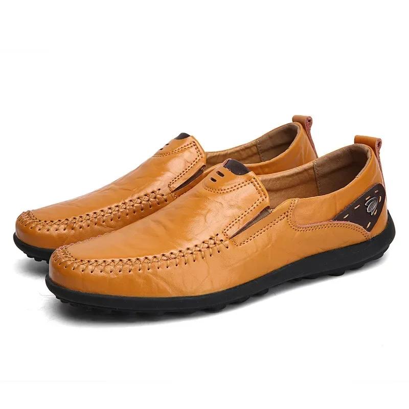 Moda Nuevos Zapatos de Cuero para Hombre Moda Mocasines Genuinos de Alta Calidad Marca de Lujo Casual Cómodos Zapatos para Conducir Talla Grande 38-46