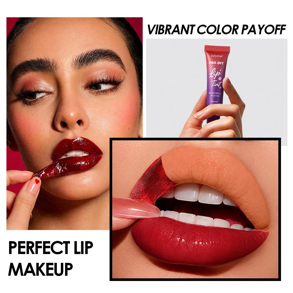 Julystar Peel Off Lip Tint Matte Waterproof Lip Tattoo Stain Long Lasting Tear Off Liquid Lipstick Eye-catching Lip Makeup