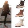 Winter velvet snow boots for women, thick-soled casual leather short boots, high-top thickened warm cotton shoes