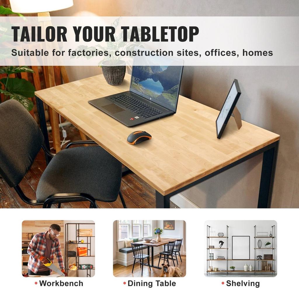 Table Top Solid Wood Desk Top 47.2" x 29.5" x 1.5" Rectangular Maple Wood