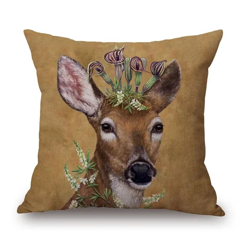 Squirrel Bird Owl Bear Fox Deer Animal Decorative Cushion Cover Sofa Throw Pillow Case