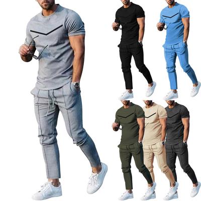 New Fall Men's Suit Men's Casual Crewneck Printed Two-piece Tracksuit for Men