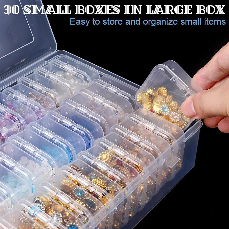 Storage Organizer Box Set 12/14/15/24/30Pcs Small Clear Plastic Bead Storage Containers For Small Items Crafts Jewelry