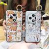 Back Cover Waterproof Phone Case For OPPO Reno12F 5G Silicone Wristband Ring Cartoon Shockproof Anti-knock Wrist Strap