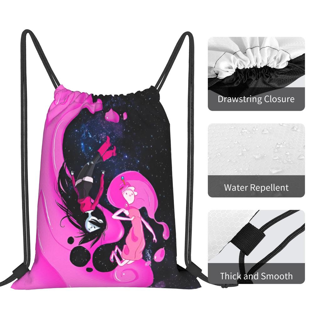 Custom Adventures Anime Times Drawstring Backpack Sports Gym Bag for Men Women Adventure Shopping Sackpack