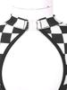Girls Racer Costume Long Sleeve Sequin Checkerboard Printed Bowknot Keyhole Back Bodysuit Dress Up
