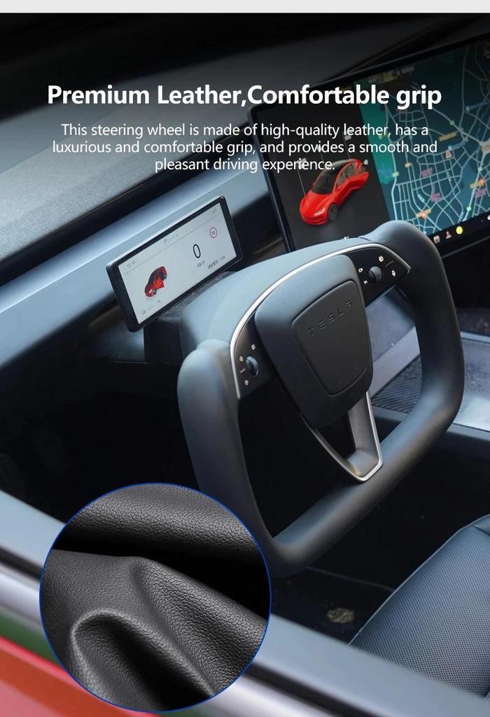 Mango Para Tesla Model 3 Highland 2026 Volante Yugo Alcantara/Cuero Nappa Modelo de Carreras de Coches 3 Highland 2024 2025