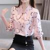 M-4XL Women Spring Summer Style Chiffon Blouses Shirts Lady Casual Long Sleeves Bow Tie Collar Printed Blouses Tops
