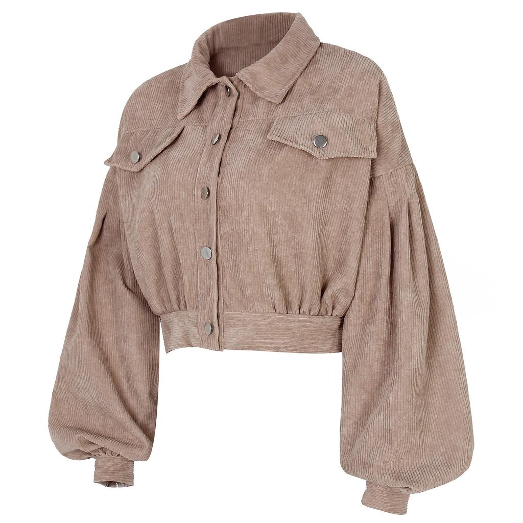 Women's Vintage Casual Solid Color Print Autumn Winter Long Sleeve POLO Neck Jackets & Coats