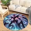 Cosmic Monster Round Rug Flannel Sci Fi Fantasy Floor Mat Gaming Room Decor Alien Creature Galaxy Background Soft Carpet