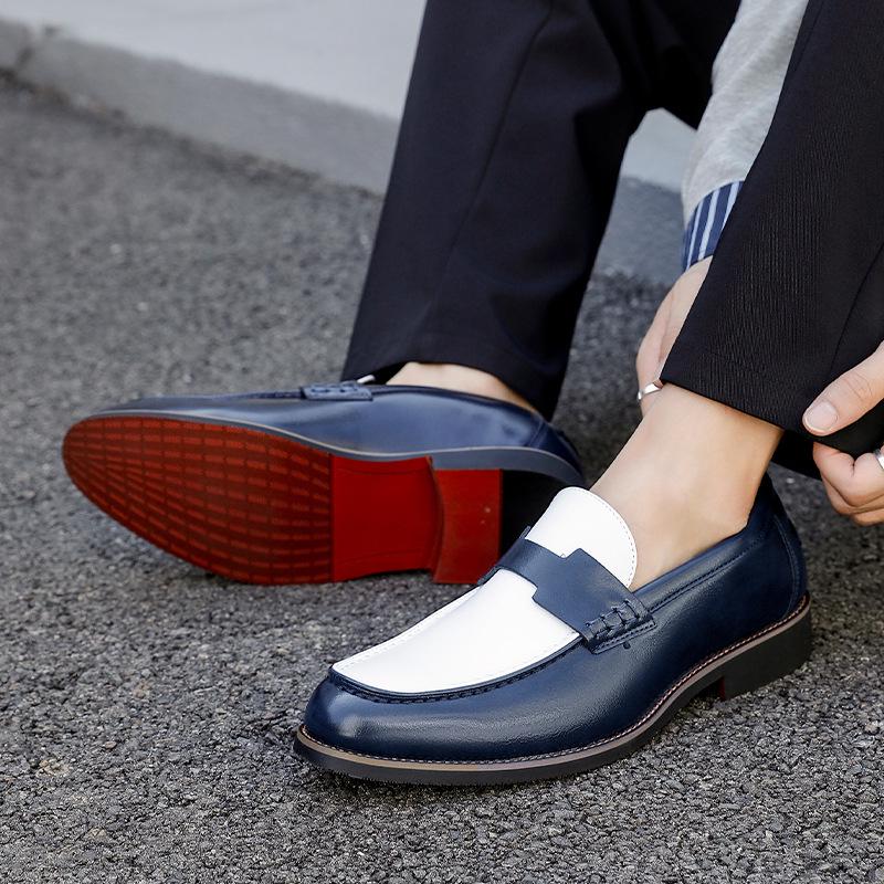 Men's Large Size Leather Slip-On Shoes - Pointed Toe, Thick Sole, Formal & Casual Driving Loafers Size 46