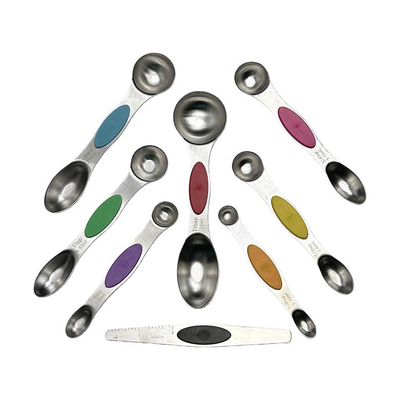 8Pcs Measuring Spoons Magnetic Measuring Spoons Dual Sided Stainless Steel Measuring Spoon Stackable Nesting Tablespoon Teaspoon