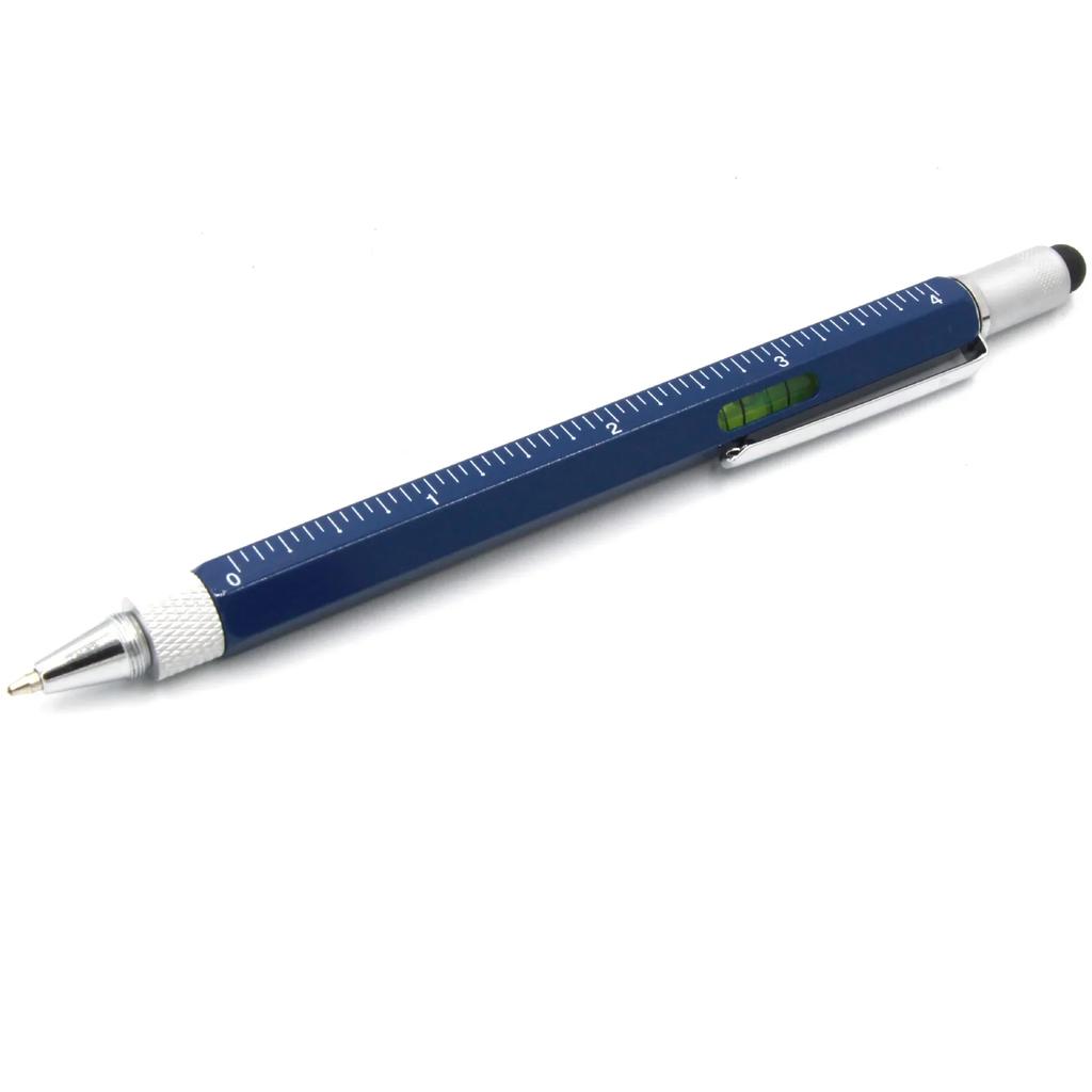 Multifunctional Metal Tool Pen Hexagonal Capacitance Pen Screwdriver Scale Ballpoint Pen Mobile Phone Touch Creative Level Meter