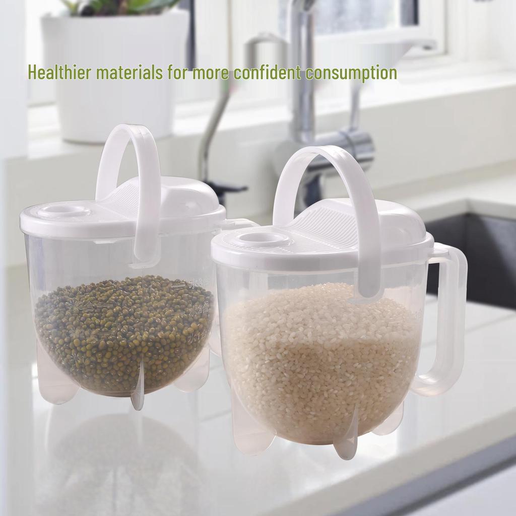 Hands-Free Rice Washer: Drain & Flush Sieve Basket for Effortless Rice Cleaning