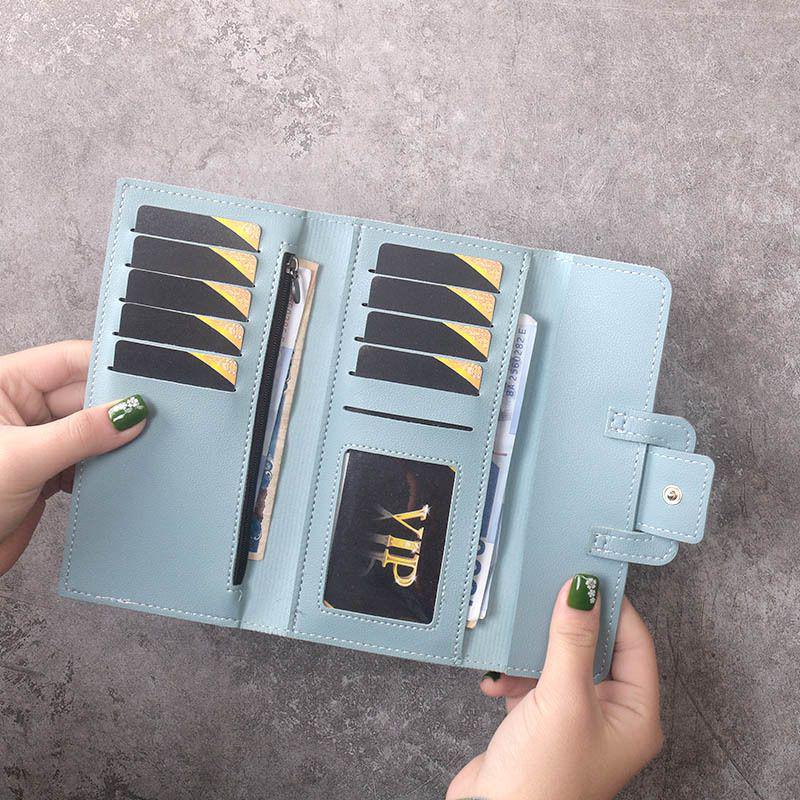Women's Tri-fold Fashion Wallet - Long, Simple, Multifunctional with Buckle, Coin Purse & Card Holder