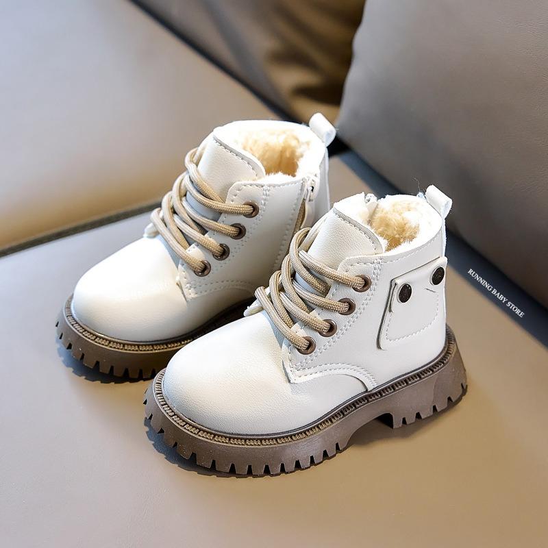 Winter Girls Snow Boots Children Soft-sole Non-slip Rivets Boys Cotton Shoes Child Outdoor Baby Warm Plush Princess Boots I10058