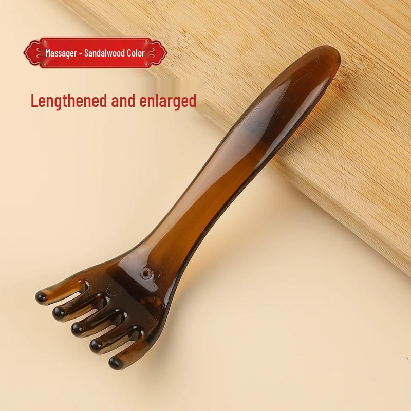 Scalp Meridian Sandalwood Massage Comb – Five-Tooth Gua Sha for Hair Growth and Follicle Unclogging