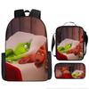 Green Hair Monster Grinch School Bag Campus 12345th and 6th Grade Backpack Lightweight Weight Loss Computer Bag Three-piece Set
