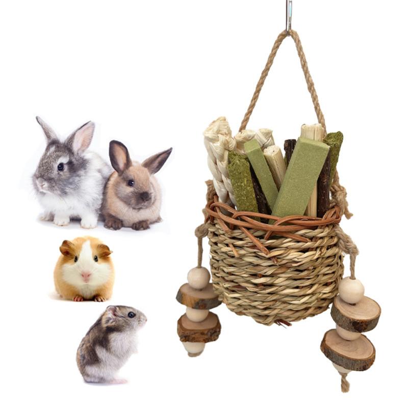 Order Rabbit Toy Buy Rabbit Chew Toys Rattan Hanging Basket Natural Hay Sticks Treats ...