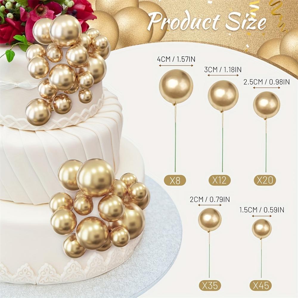 

120 шт. Топперы для торта в виде шариков, Золотые и черные мини-топперы для торта в виде воздушных шариков, Топперы для самостоятельного втыкания в торт, Украшение для торта на день рождения, вечеринку, свадьбу, годовщину Golden