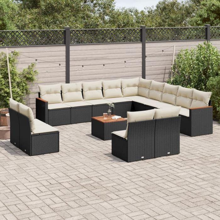 VidaXL Garden Lounge Set with Cushions 14 Pcs, Patio Sofas, Patio Furniture Set, Outdoor Furniture, Black 3258892