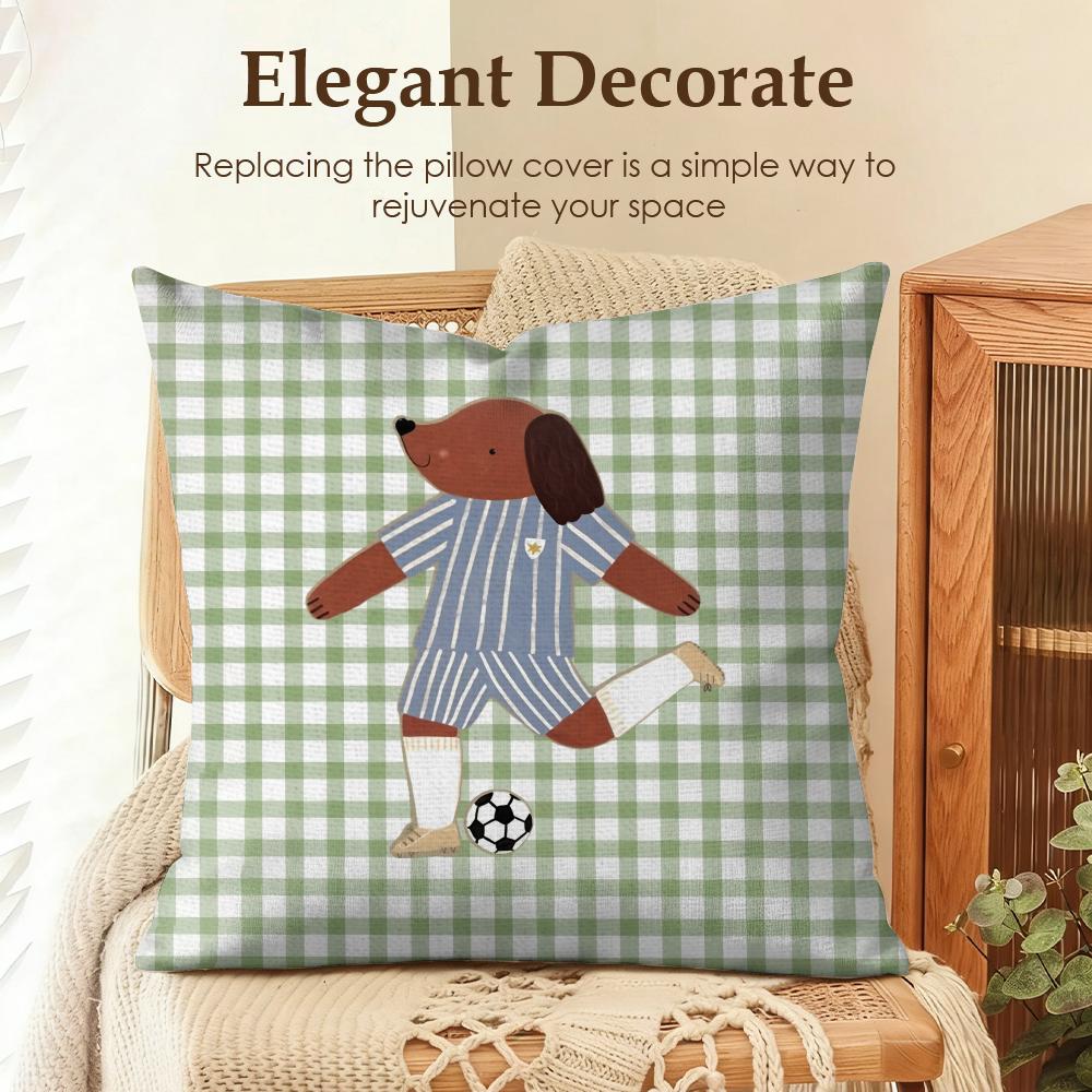 Cute Funny Animal Ins Cartoon Cushion Cover Natural Linen Organic Fabric DoubleSided Printing Sofa Home Decor Gift Pillow Case