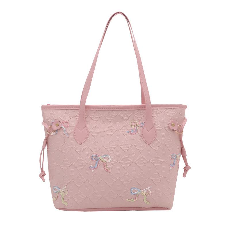 Student Class Cloth Bag Bag Women's 2025 New Shoulder Underarm Bag Striped Large Capacity Commuter Casual Tote Bag